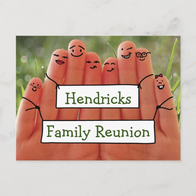Family fingure reunion design invitation postcard (Front)