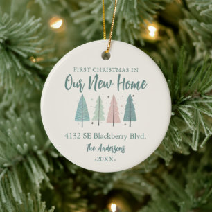 Family First Christmas New Home Photo Ceramic Ornament