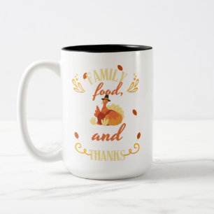 Family Food Thanks Turkey Day Harvest Two-Tone Coffee Mug