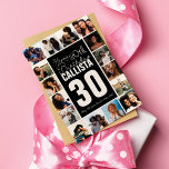 Family Friends Photo Collage Frame Happy Birthday Card<br><div class="desc">This cool and cute happy birthday greeting card is perfect for any friend or family member. It features sixteen customizable photograph pictures in a frame format with the quote, "Happy (30th) Birthday, " in white with the name and age "30" (which can be changed to any age) in white on...</div>