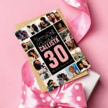 Family Friends Photo Collage Frame Happy Birthday Card<br><div class="desc">This cool and cute happy birthday greeting card is perfect for any friend or family member. It features sixteen customizable photograph pictures in a frame format with the quote, "Happy (30th) Birthday, " in white and pink with the name and age "30" (which can be changed to any age) in...</div>