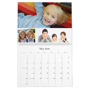 Family Friends Photo Collage Red Personalized Calendar