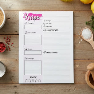 Family Full Page Papers   Blank Recipe Pages  Notepad