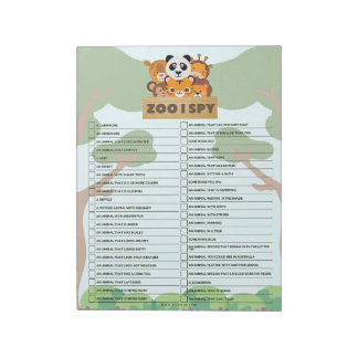 Family Fun Zoo Scavenger Hunt Notepad
