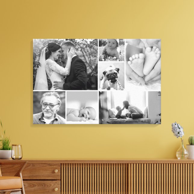 Family gallery collage Black and White Photos  Canvas Print (Insitu(LivingRoom))