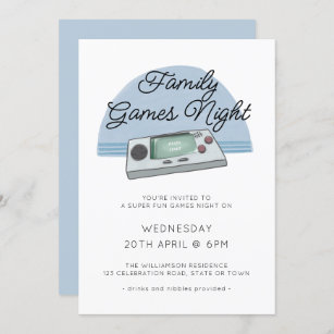Family Games Night Gaming Console Gamer Invitation