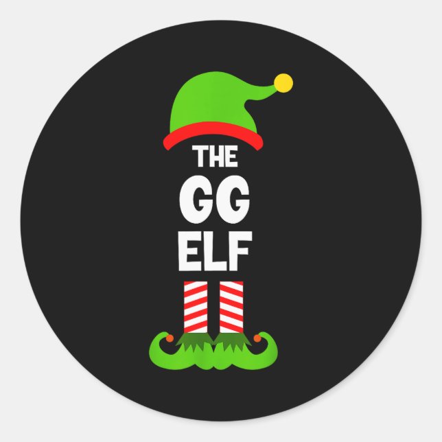 Family Gg Elf Christmas Matching Pajama Funny  Classic Round Sticker (Front)