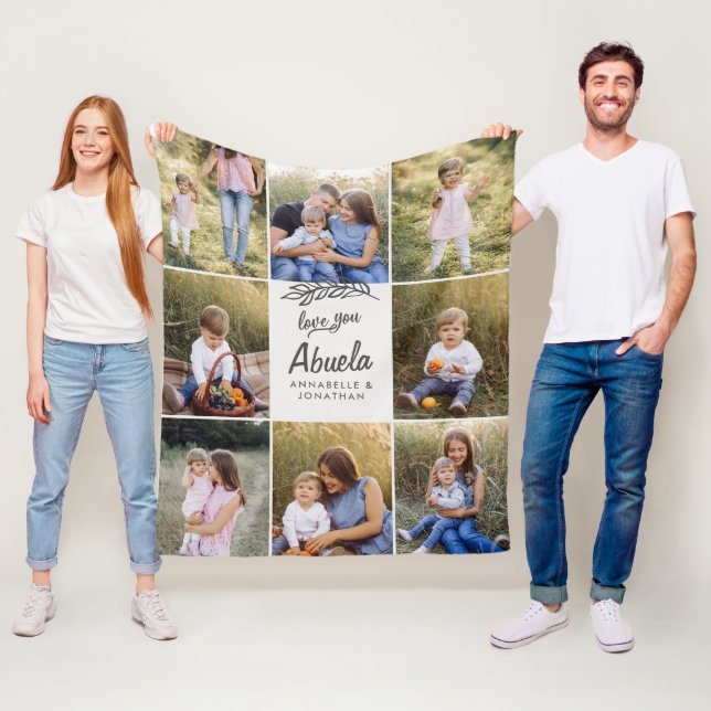 family gift 8 photo grandchild simple  fleece blanket (In Situ)
