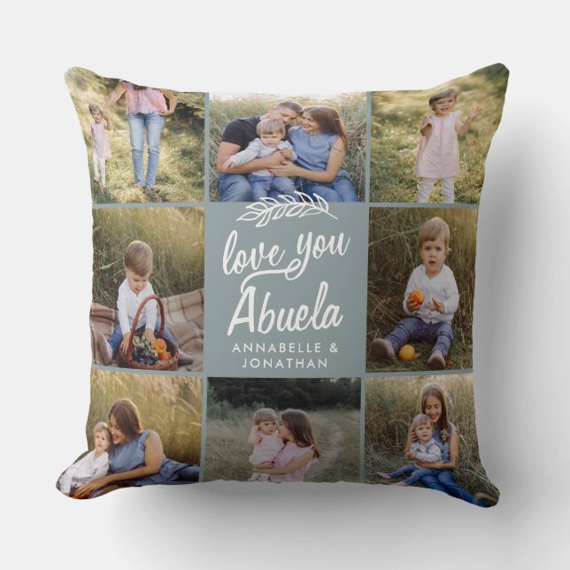  family gift 8 photo grandchild simple  throw pillow (Front)