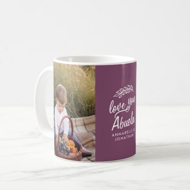 family gift photo grandchild simple typography  coffee mug (Front Left)