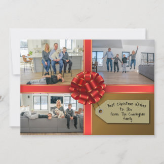 Family Gift Wrapped With A Bow Photo Card