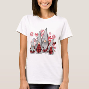 Family Gnomes Xmas Sublimation Plaid Gnome Red Gno T-Shirt