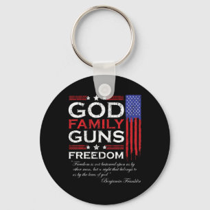 FAMILY GOD GUNS AND FREEDOM CHRISTIAN MAGA TRUMP KEYCHAIN