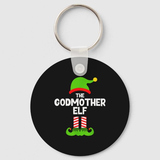 Family Godmother Elf Christmas Matching Pajama Fun Keychain (Front)