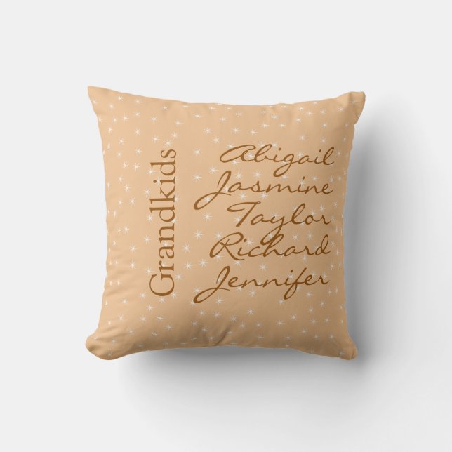 Family GrandParents Children Kids Names Surname Throw Pillow (Front)