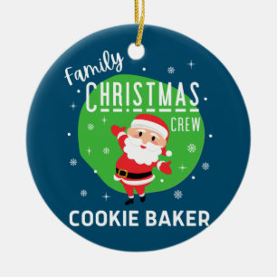 Family Group Christmas Party Pyjamas Cookie Baker  Ceramic Ornament