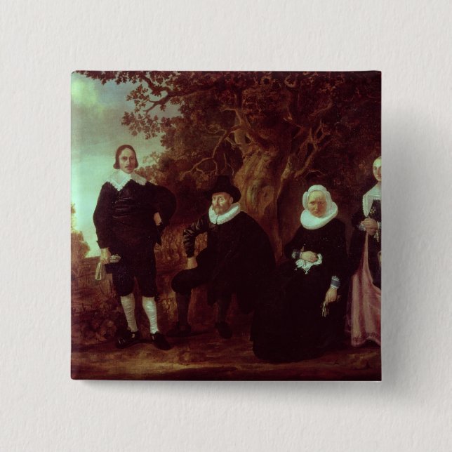 Family Group in a landscape 2 Inch Square Button (Front)