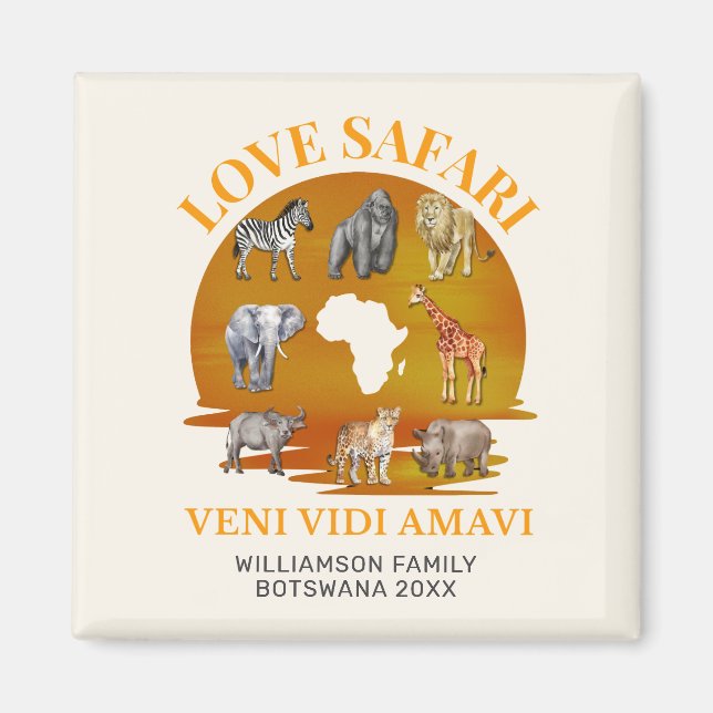 Family Group LOVE SAFARI Souvenir Magnet (Front)
