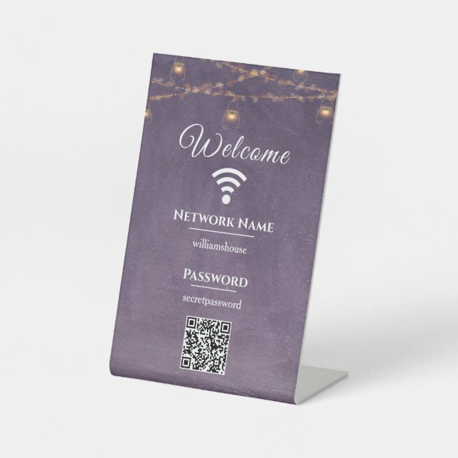 Family Guest Elegant Business WIFI Password Pedestal Sign (Front)