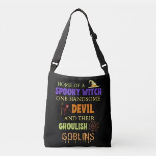 Family Halloween Quote With Witch Devil Spider Crossbody Bag