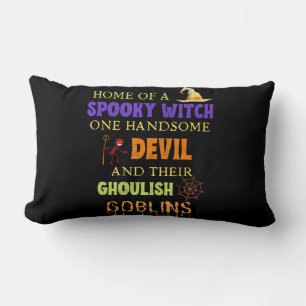 Family Halloween Quote With Witch Devil Spider Lumbar Pillow