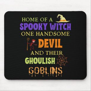 Family Halloween Quote With Witch Devil Spider Mouse Pad