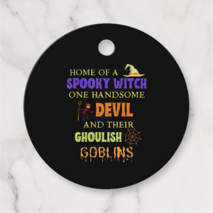 Family Halloween Quote With Witch Devil Spider Web Favour Tags