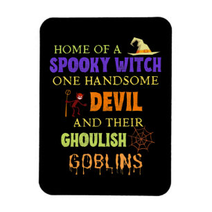 Family Halloween Quote With Witch Devil Spider Web Magnet
