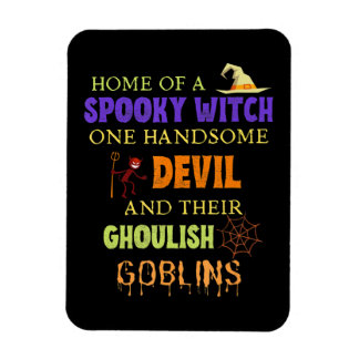 Family Halloween Quote With Witch Devil Spider Web Magnet