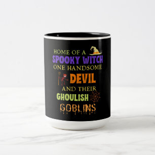 Family Halloween Quote With Witch Devil Spider Web Two-Tone Coffee Mug
