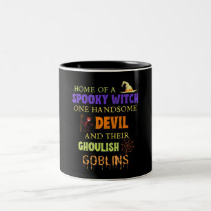 Family Halloween Quote With Witch Devil Spider Web Two-Tone Coffee Mug