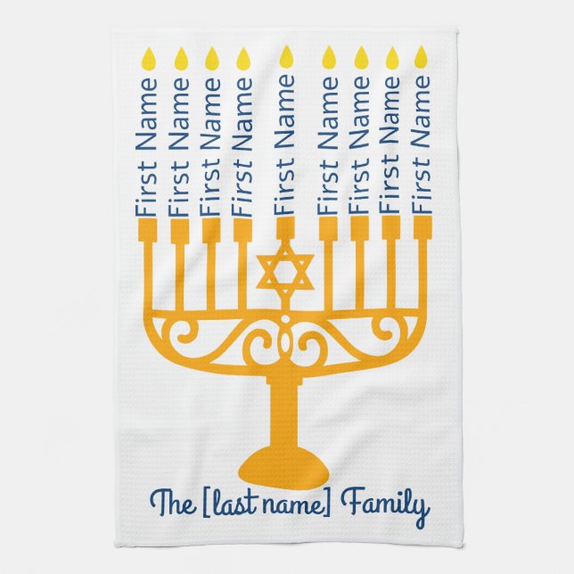 Family Hanukkah Kitchen Towel (Vertical)