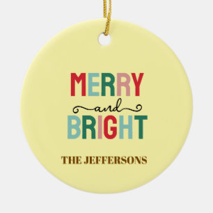 Family Happy New Year Merry Christmas Ceramic Ornament