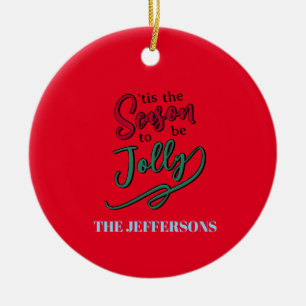 Family Happy New Year Merry Christmas Ceramic Ornament