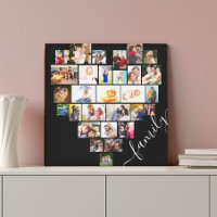 Family Heart Shaped Photo Collage Small Square