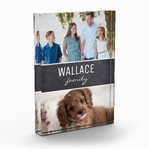 "Family Heritage: Personalized Chalkboard Photo Bl Block