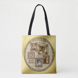 Family History Antique Photo Frames Gold Collage Tote Bag
