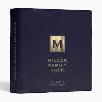 Family History Binder Leather Print Gold Monogram