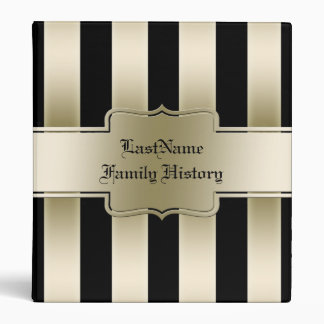 Family History Genealogy Black and Gold Stripes Binder