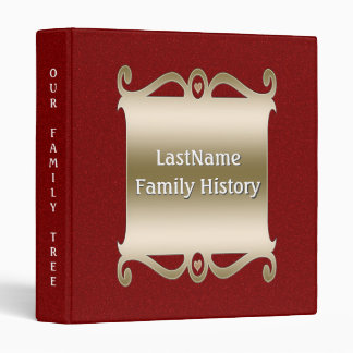Family History Genealogy Custom Red Glitter Look Binder