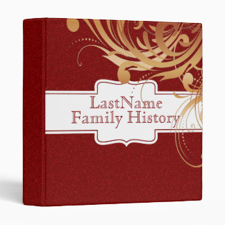 Family History | Genealogy Girly Red Glitter Look Binder