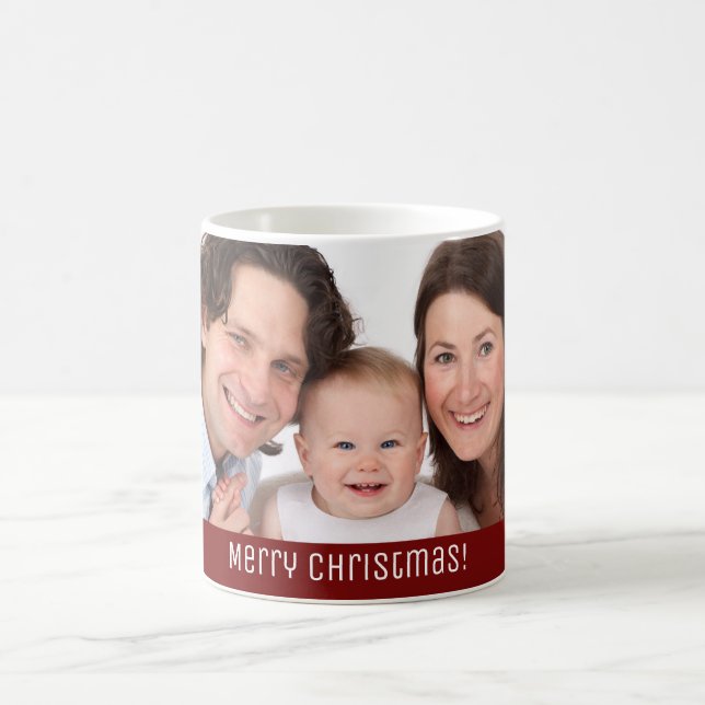 Family Holiday Christmas 1 Photo Add Name Coffee Mug (Center)