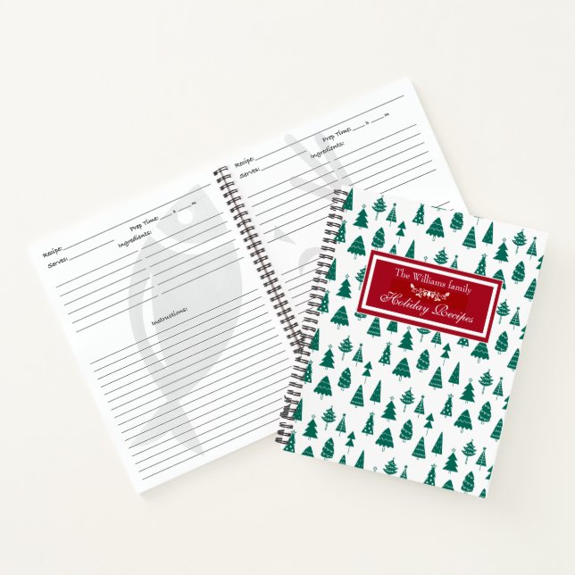 family holiday recipe sketched pines notebook (Inside)