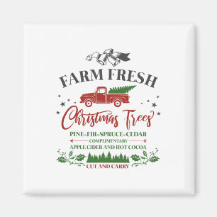 Family Holiday Vintage Farm Fresh Christmas Trees Magnet