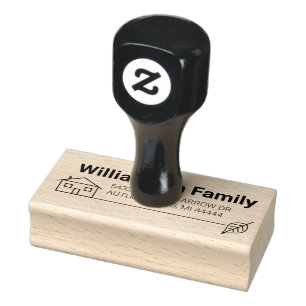Family Home Address Rubber Stamp