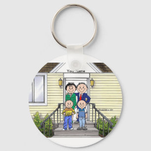 Family Home, Couple - Two Boys Ceramic Ornament Keychain