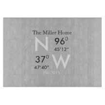 Family Home GPS Coordinates Glass Cutting Board