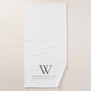Family Home Monogram White Charcoal Bath Towel