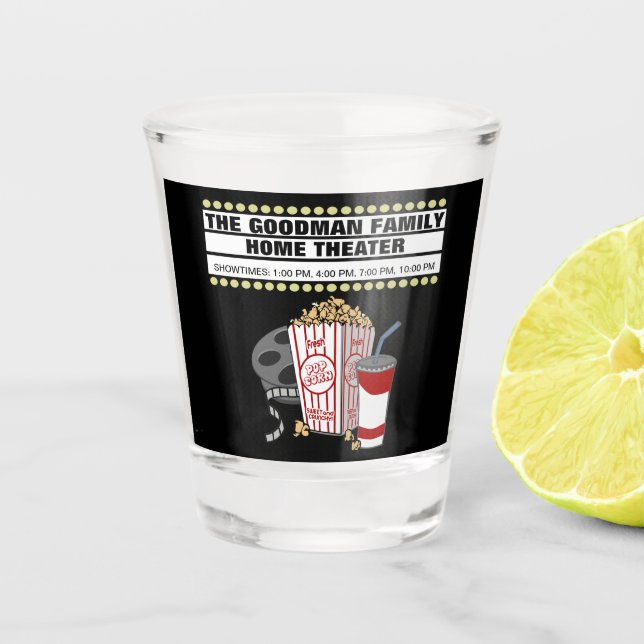 Family Home Theatre Personalized Shot Glass (Front)