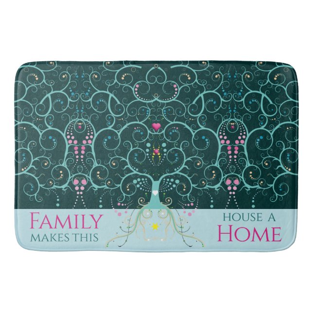 Family Home Welcome Mat Tree Life Bath Mat Rug (Front)